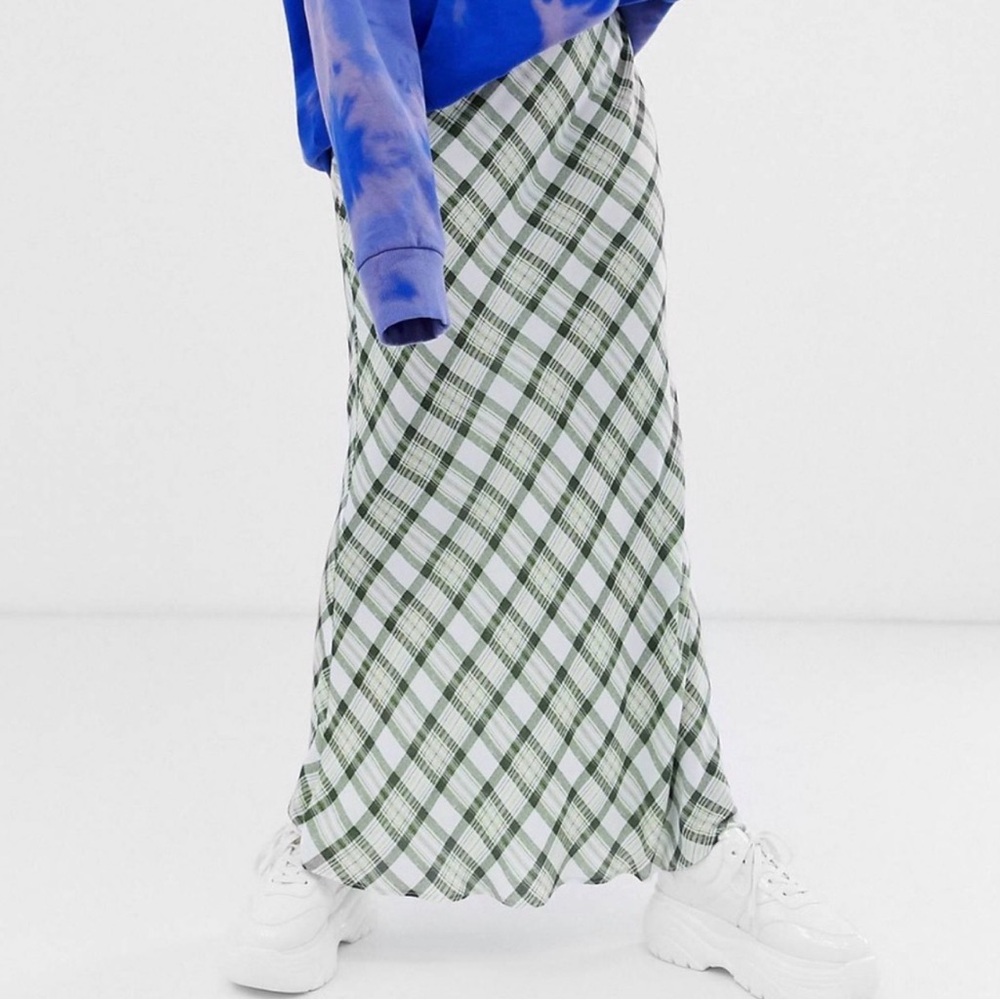 Looking for: ASOS Green Plaid Maxi Skirt
